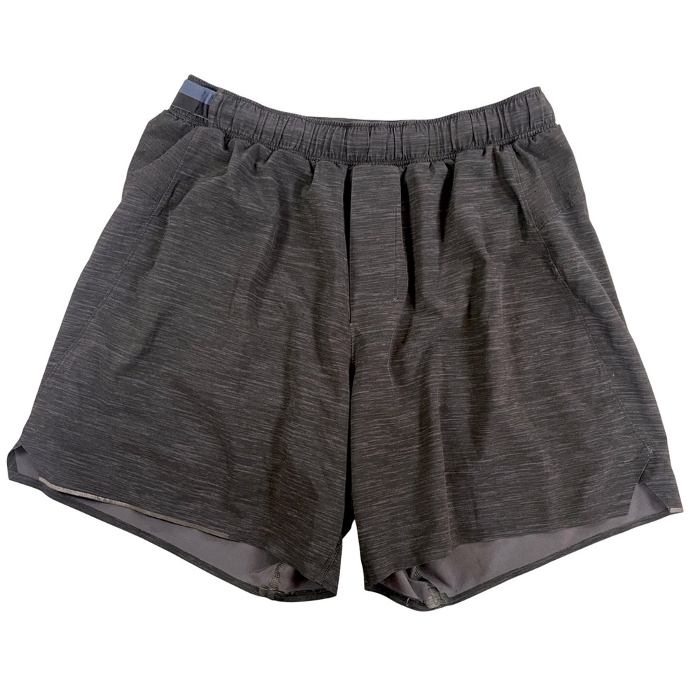 Lululemon Surge Lined 6" Running Shorts Mens Medium Heather Allover Gray Black